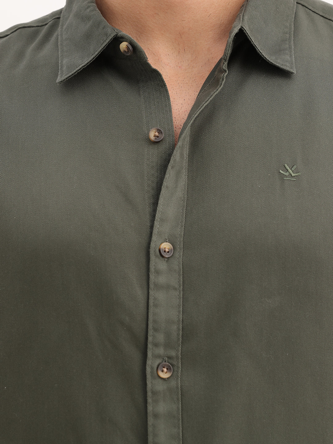 Solid Slim Fit 100% Tencel Shirt | Olive