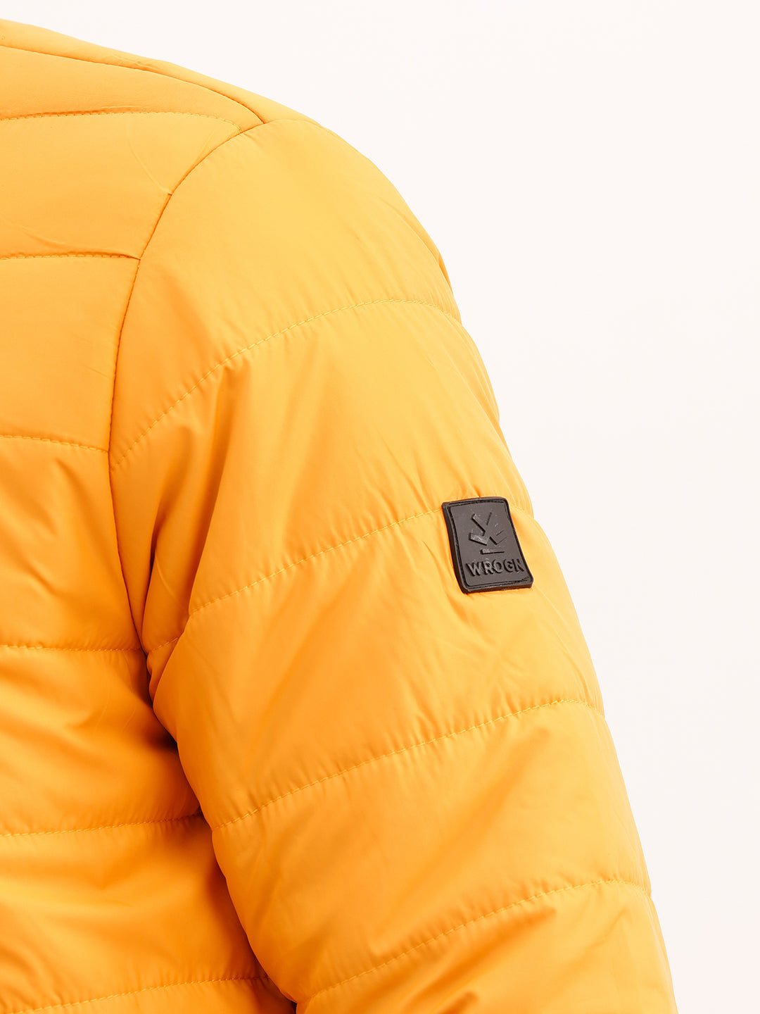 Solid Regular Fit Puffer Jacket | Yellow