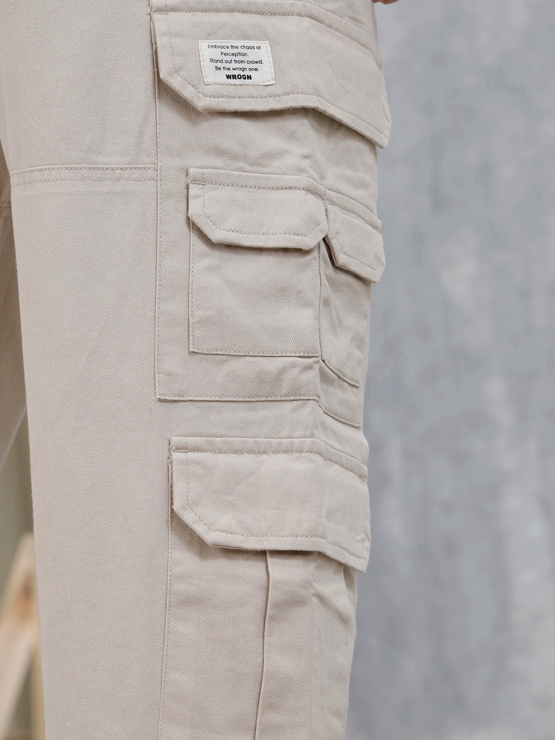Men's Causal Relaxed Fit Utility Pockets Trousers | Cream