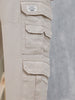 Men's Causal Relaxed Fit Utility Pockets Trousers | Cream