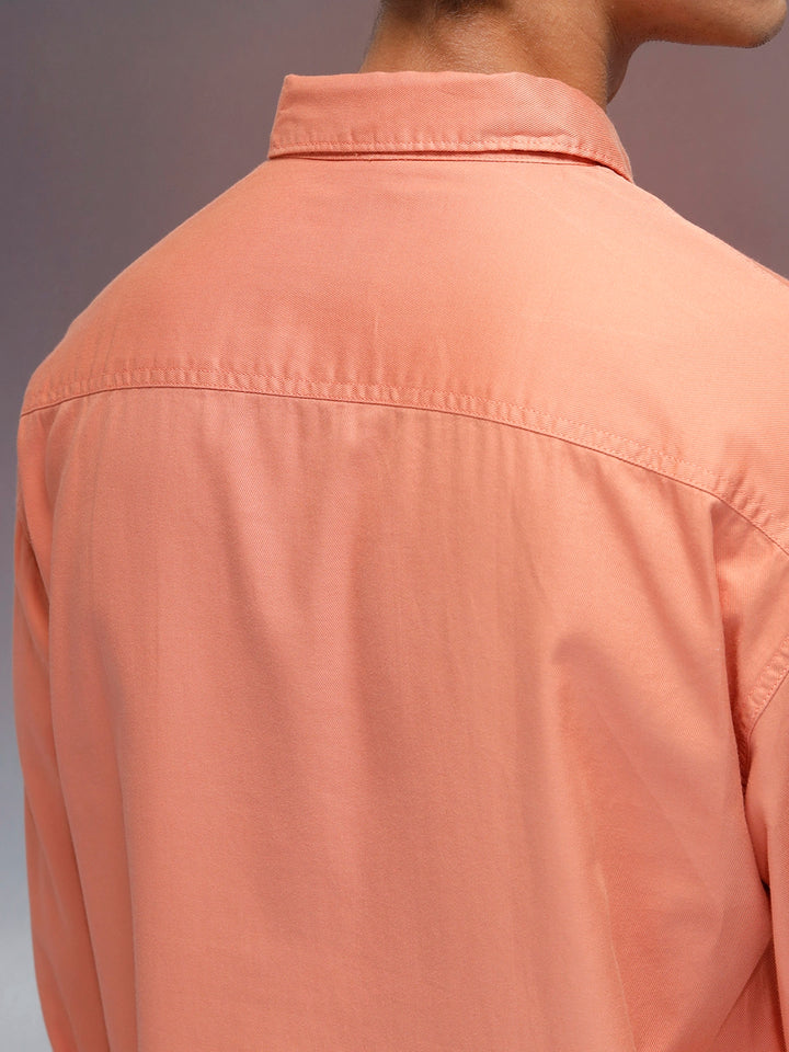 Men's oversize dual pocket shirt  | Peach