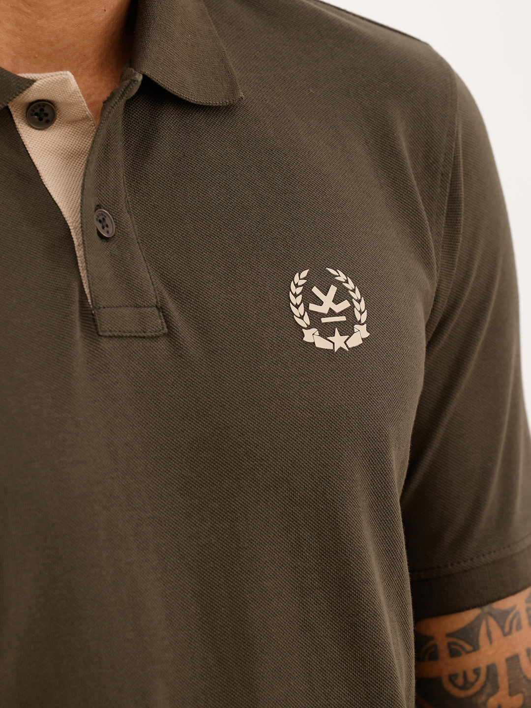 Regular Fit Solid Polo T-Shirt | Olive