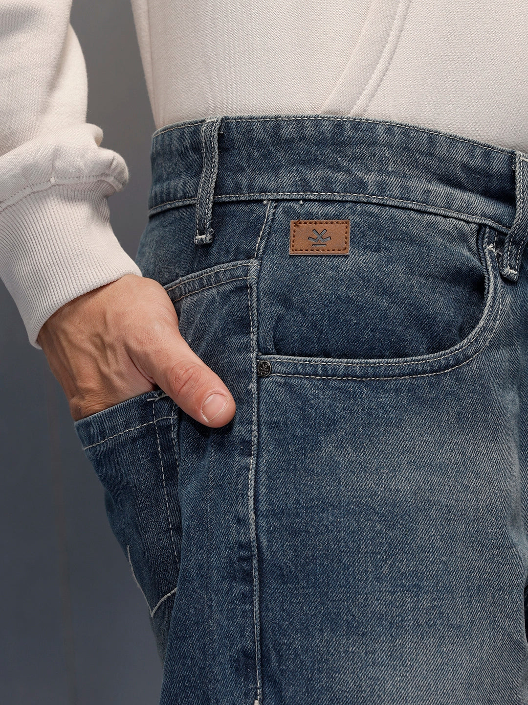 Wrogn Men's Relaxed fit Jeans | Light Blue
