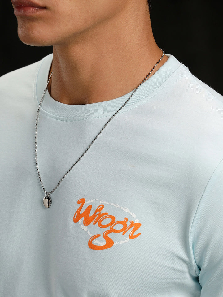 Logo Placement Printed T-Shirt | Blue