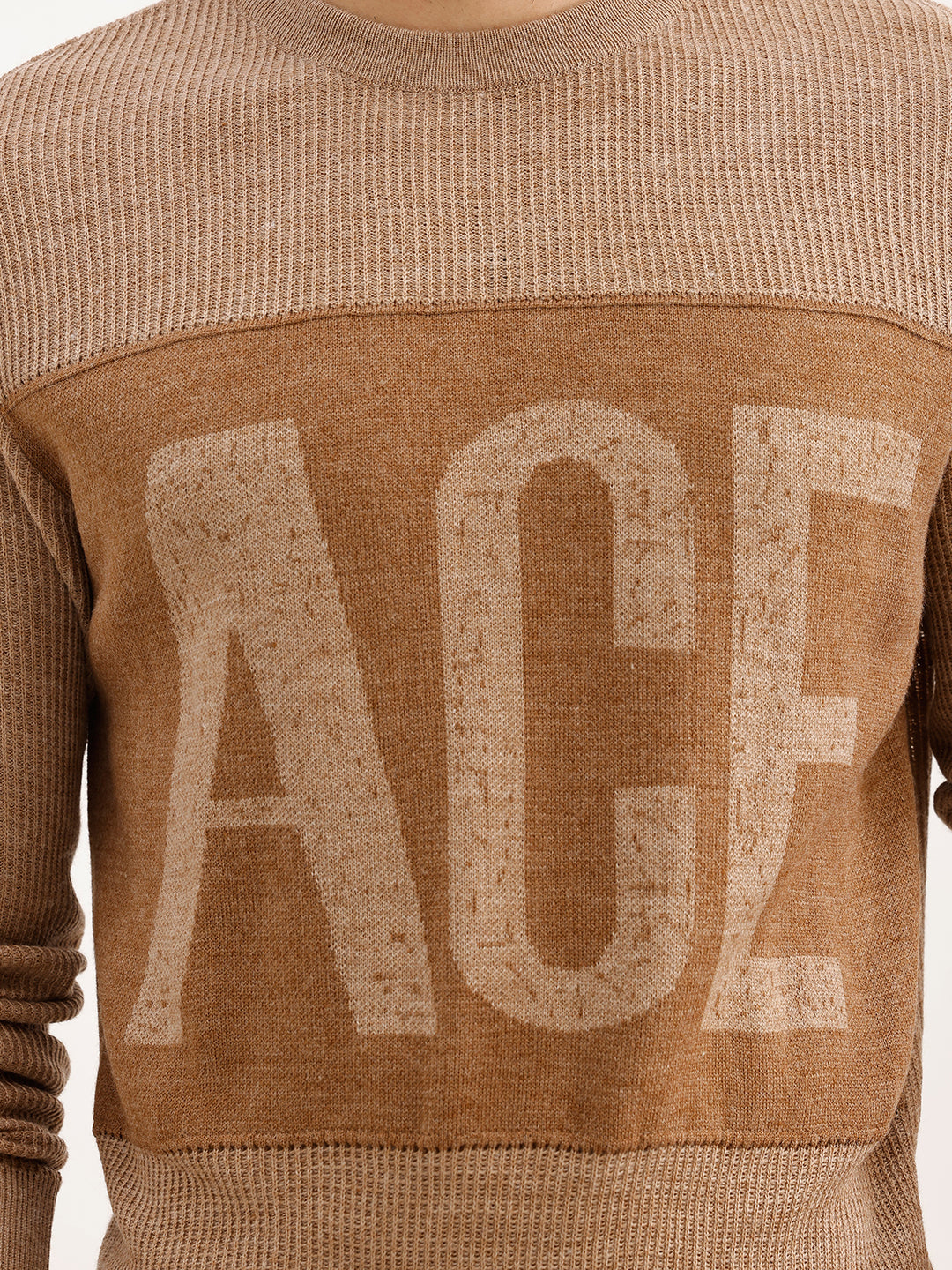 Classic Regular Fit Jacquard Sweater | Brown