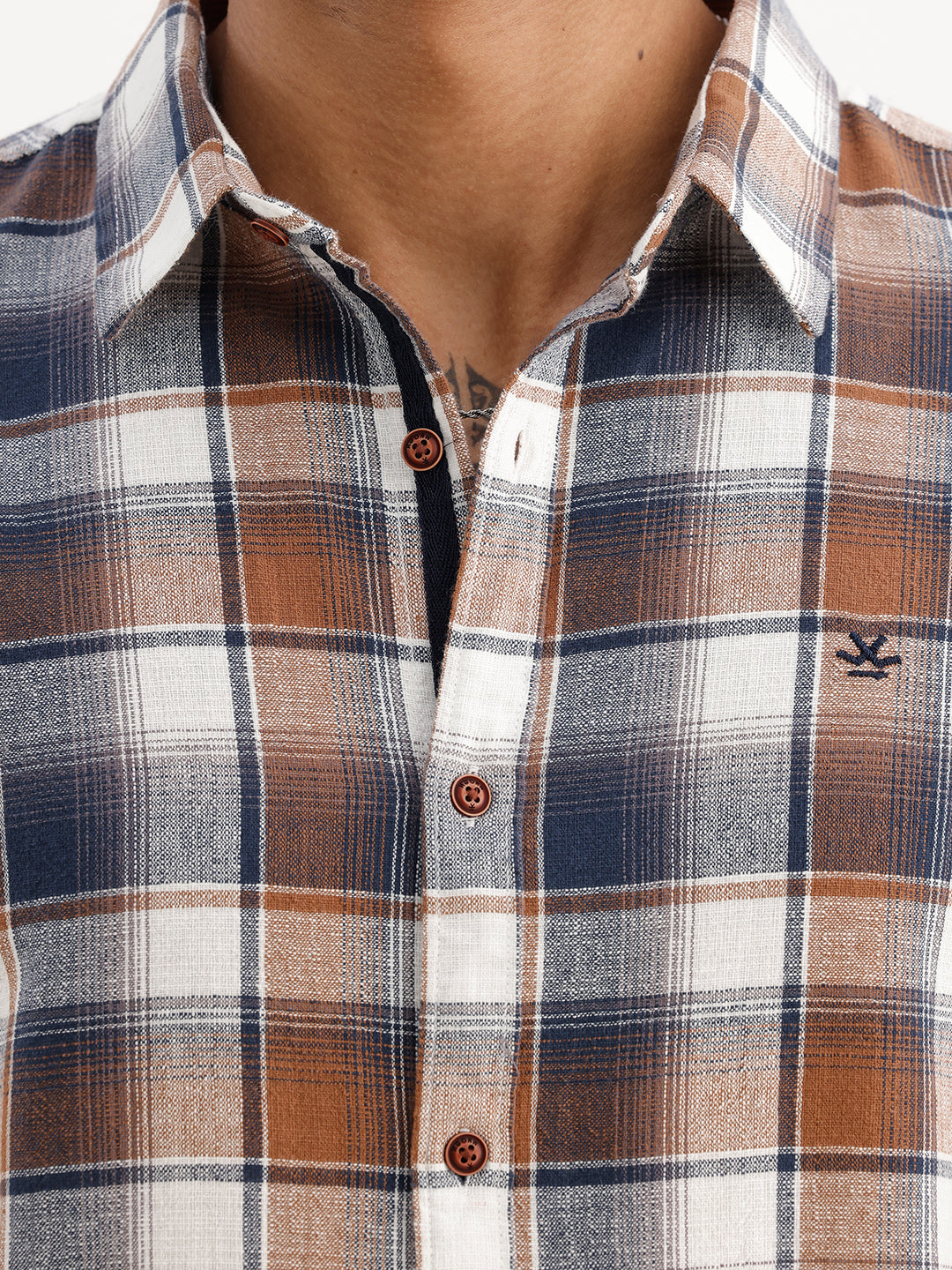 Classic Slim Fit Checkered Shirt | Off White