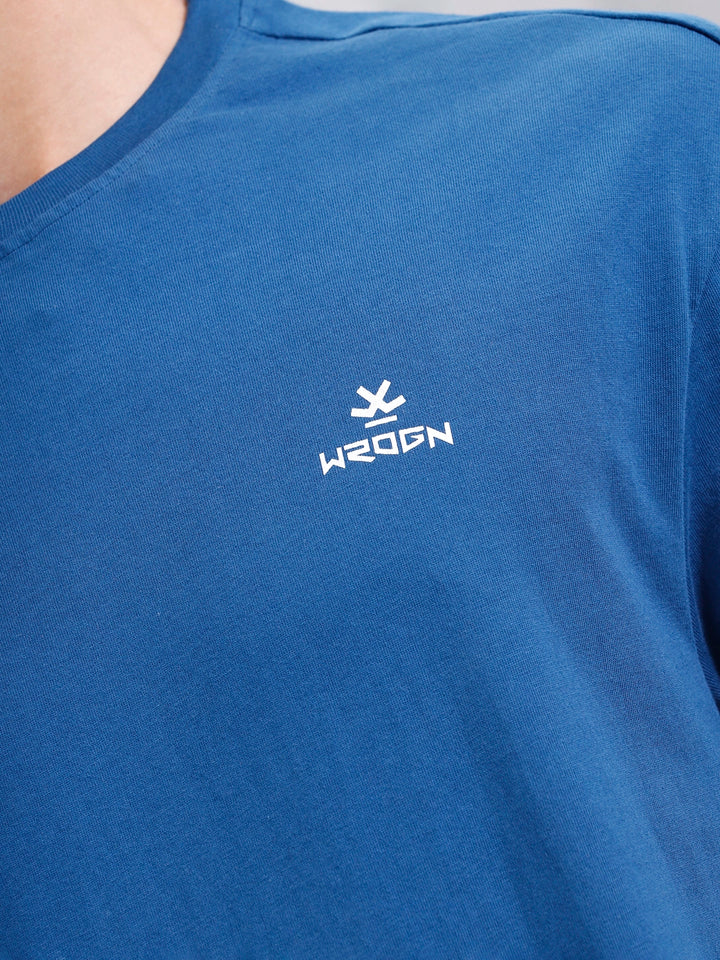 Oversized Crew Neck T-Shirt With Hd Print | Blue