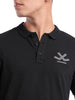 Solid Black Logo Embroidered Polo T-Shirt