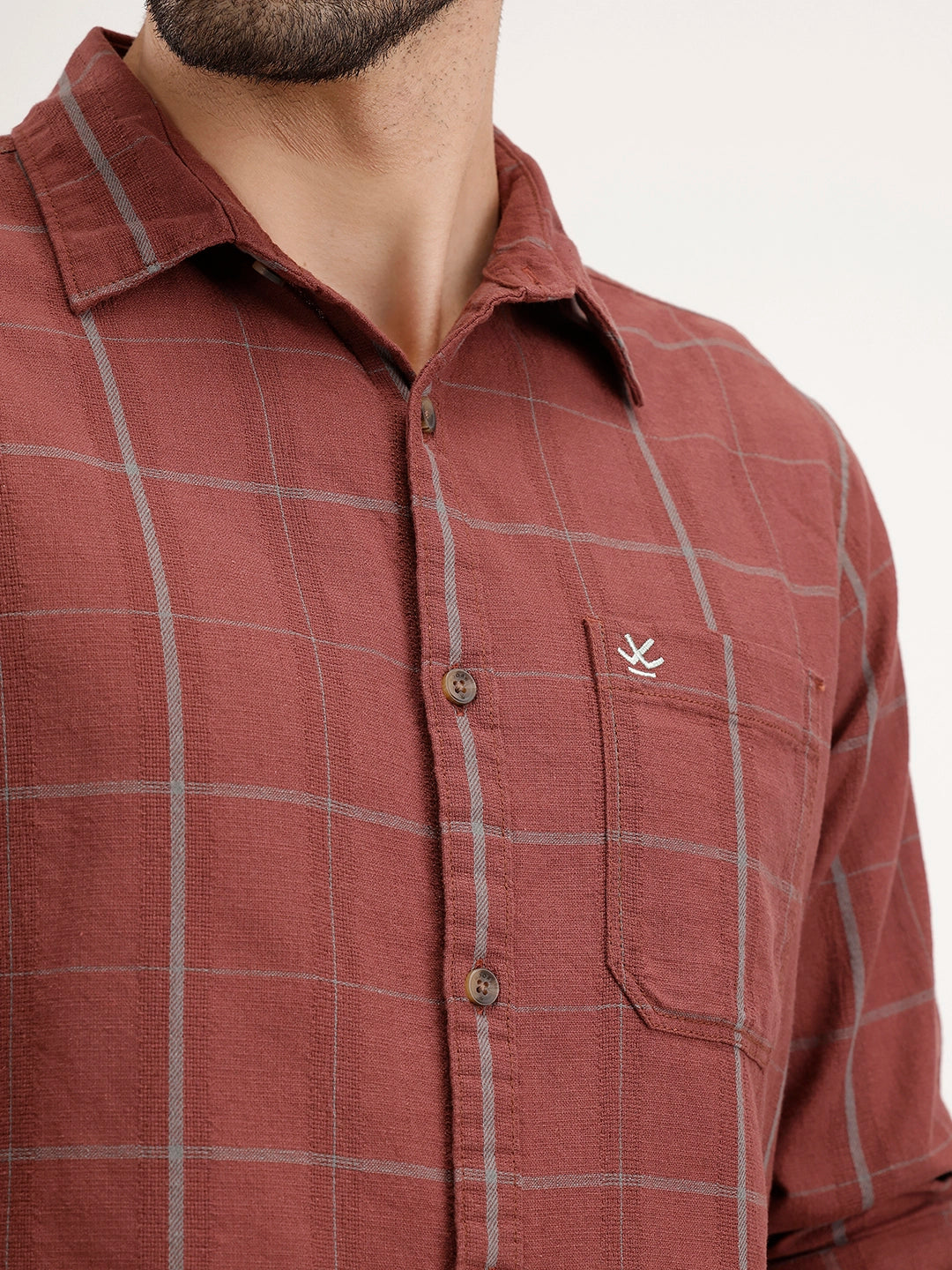 Regular Fit Checkered Shirt | Brown