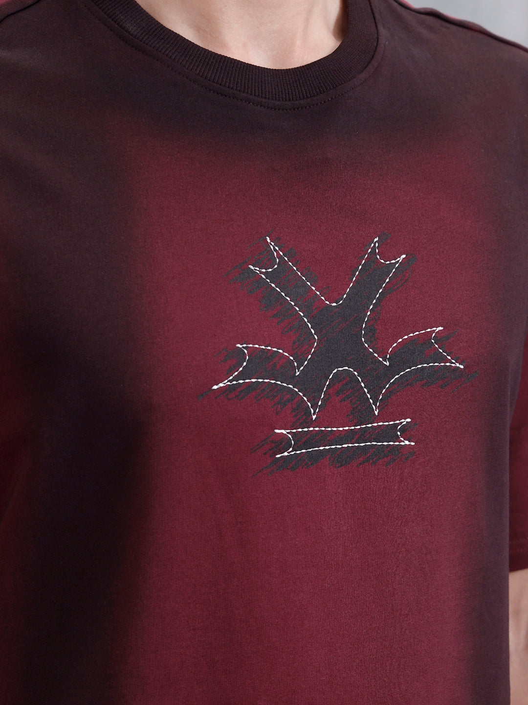 Bizarre Elements Logo Spray Oversized Cotton T-Shirt | Maroon