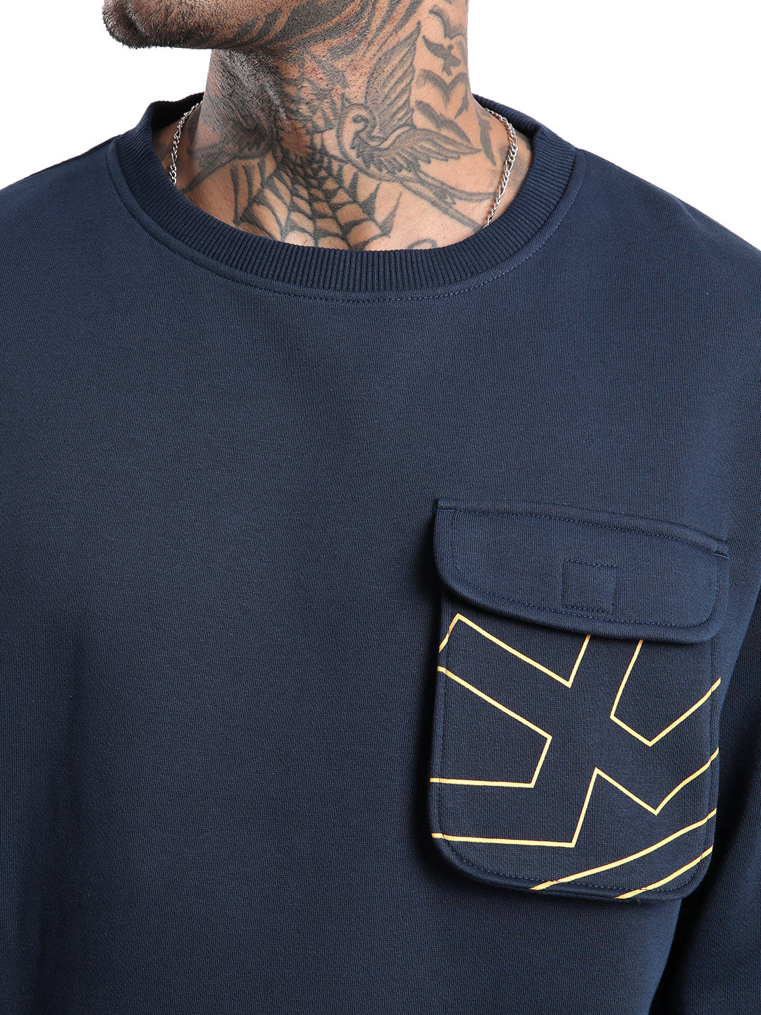 Elite Navy Round Neck Oversized Sweatshirt