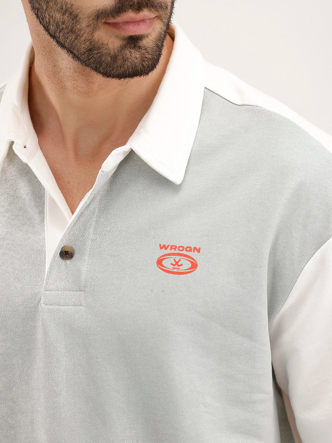 Panel Printed Polo T-Shirt | Off White