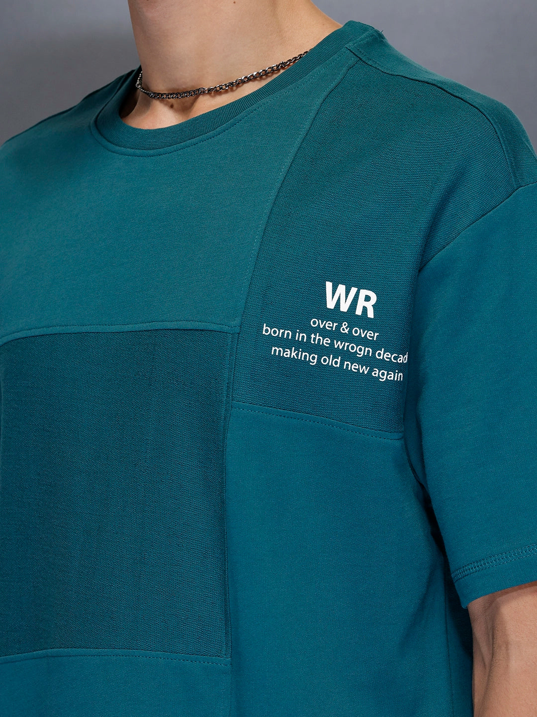 Men’s Dual-Texture Oversize Patch Tee | Green