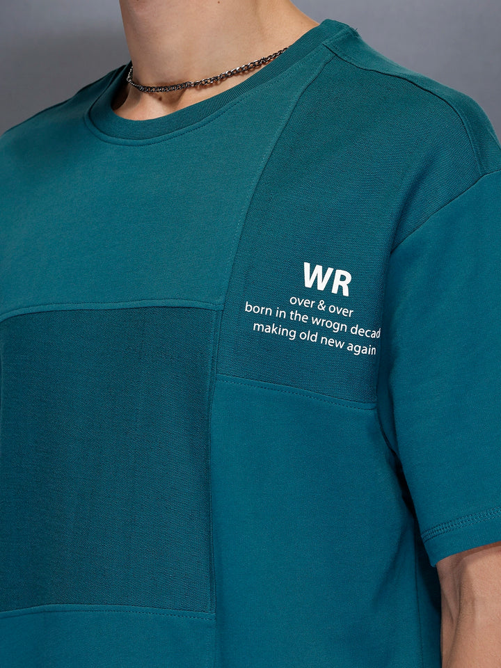 Men’s Dual-Texture Oversize Patch Tee | Green