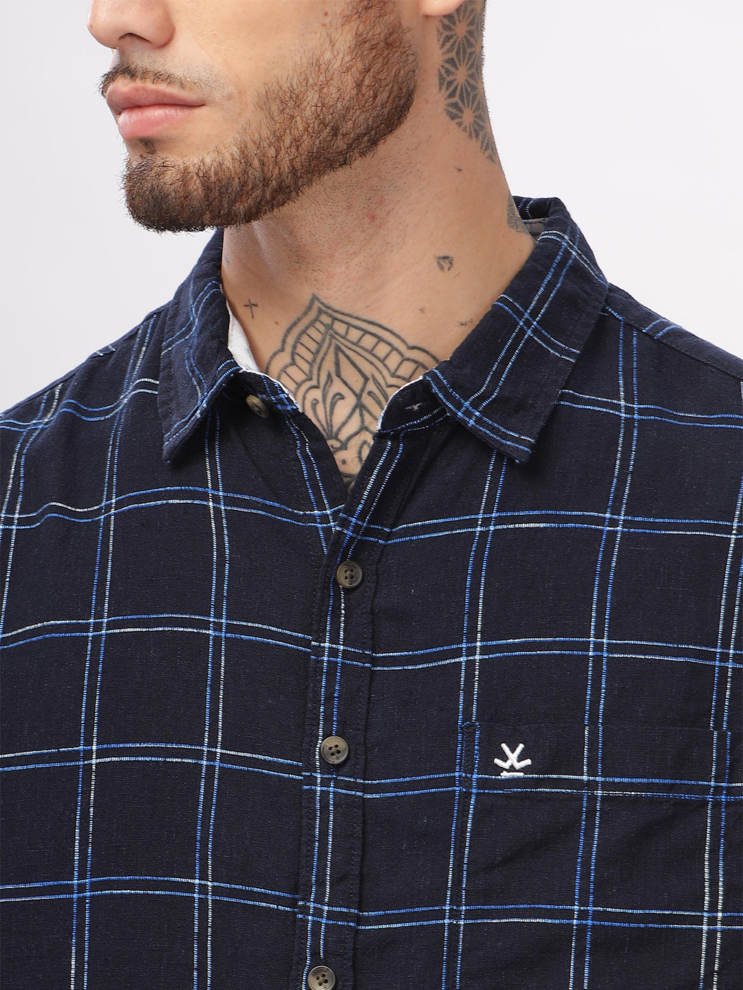 Dual Checked Navy Blue Shirt