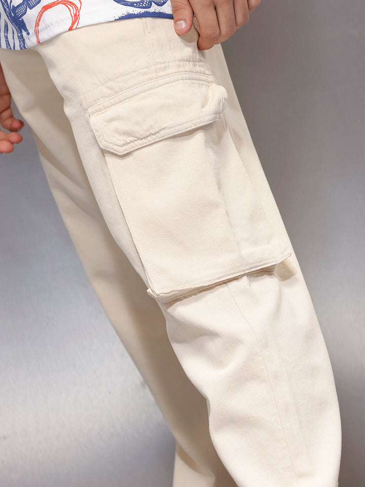 Men’s minimal loose fit cargo trousers | Khaki