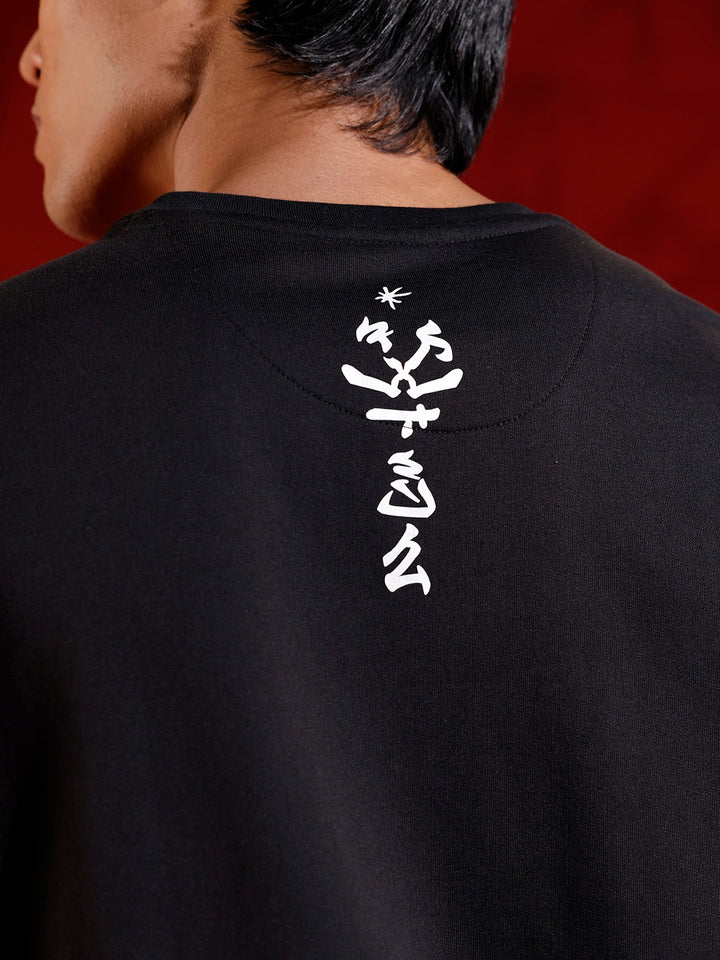 Statement front print oversized tshirt | Black