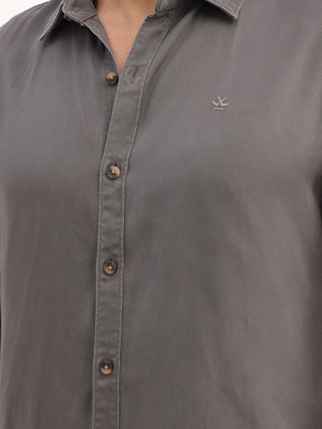 Solid Slim Fit 100% Tencel Shirt | Dark Grey