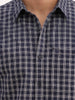 Slim Fit Checkered Full Sleeve Shirt | Navy Blue
