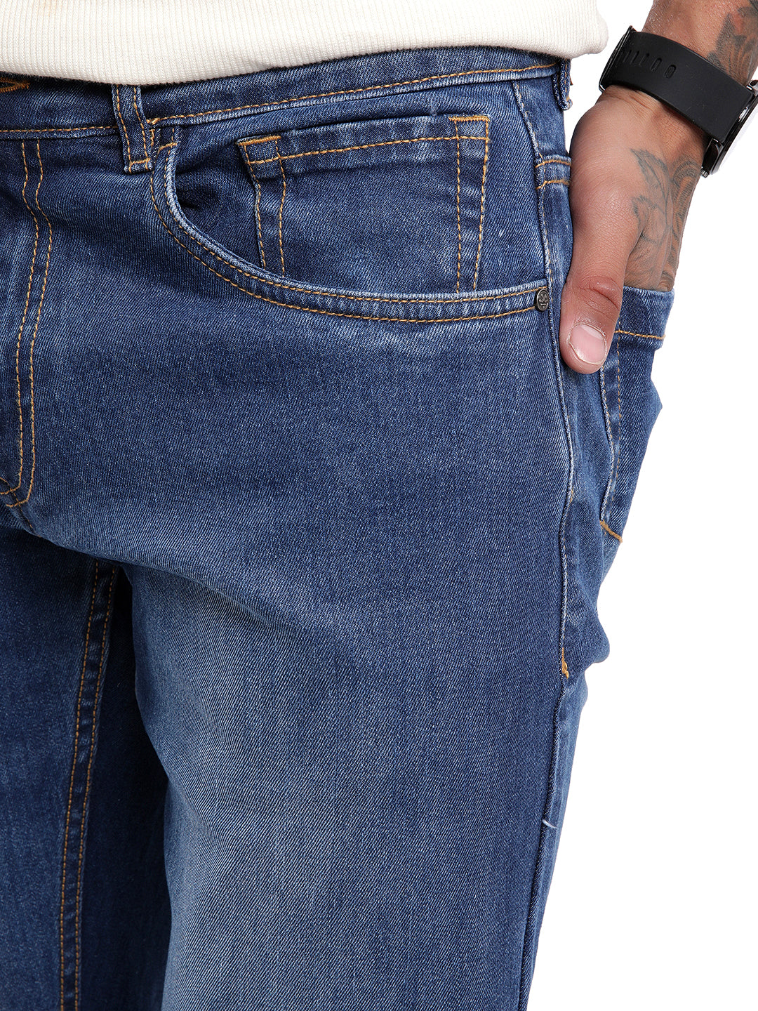 Classic Dark Blue Twill Denim Jeans