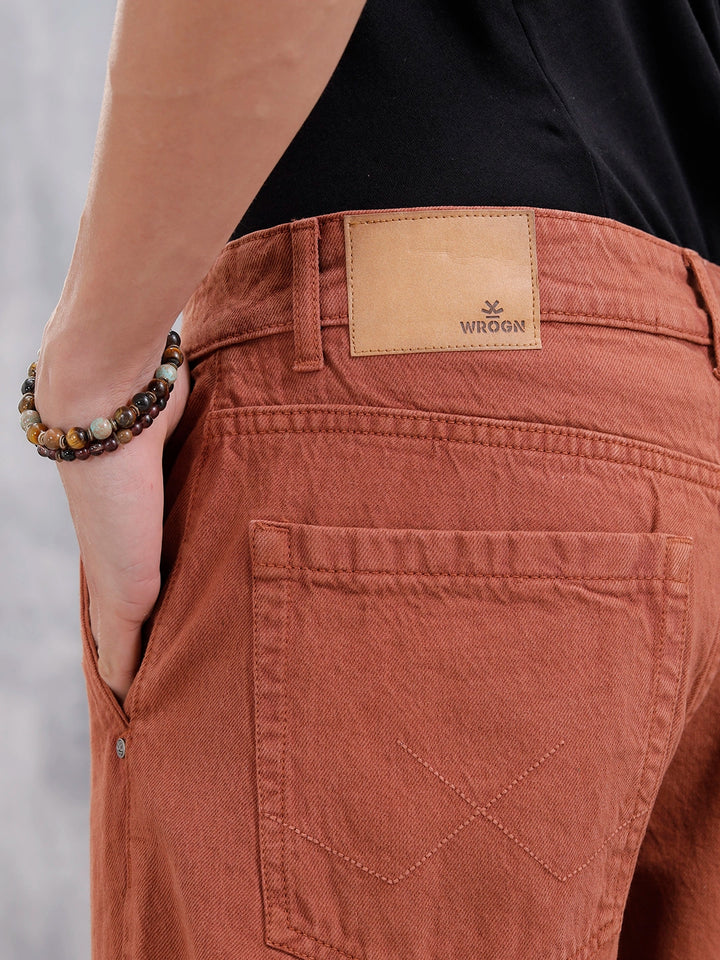 Men's Causal Loose Pleated Jeans | Rust
