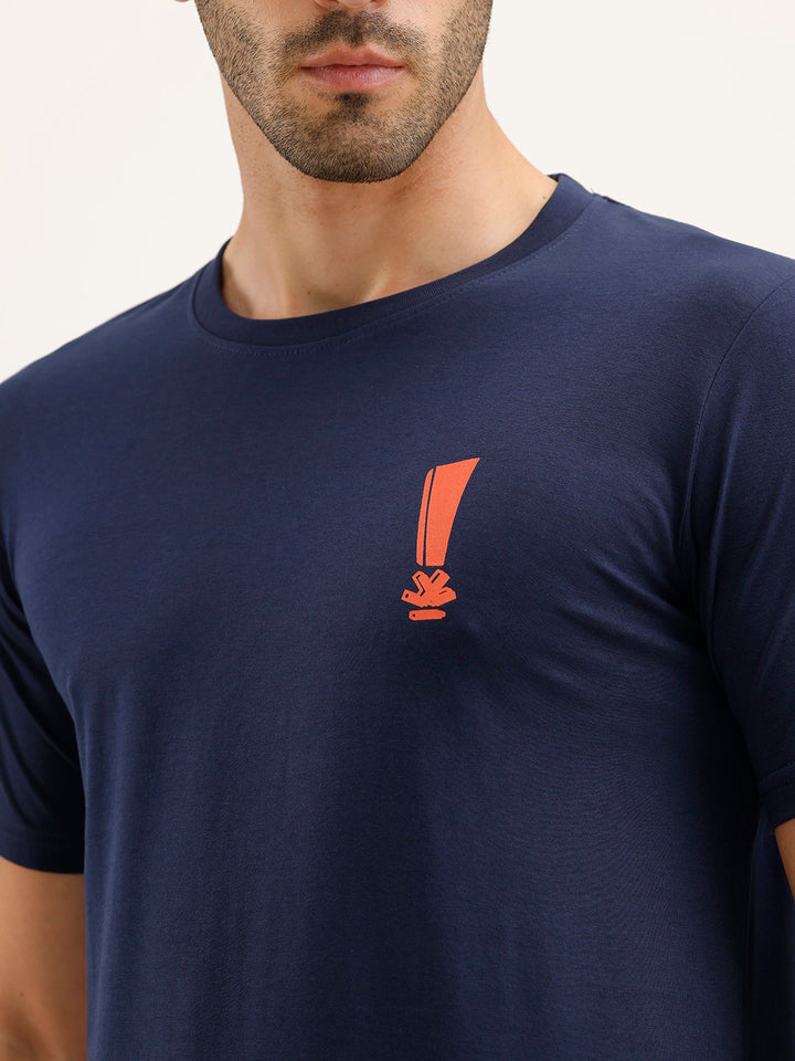 Slim Fit Placement Printed T-Shirt | Dark Blue