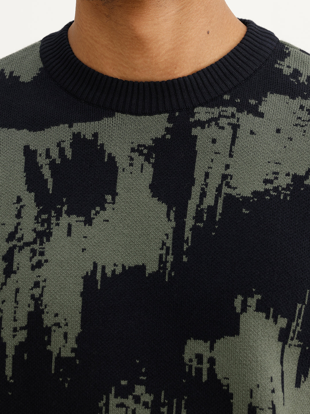 Classic AOP Knitted Full Sleeve T-Shirt | Olive