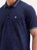 Solid Slim Fit Tipping Collar Polo T-Shirt  | Navy Blue