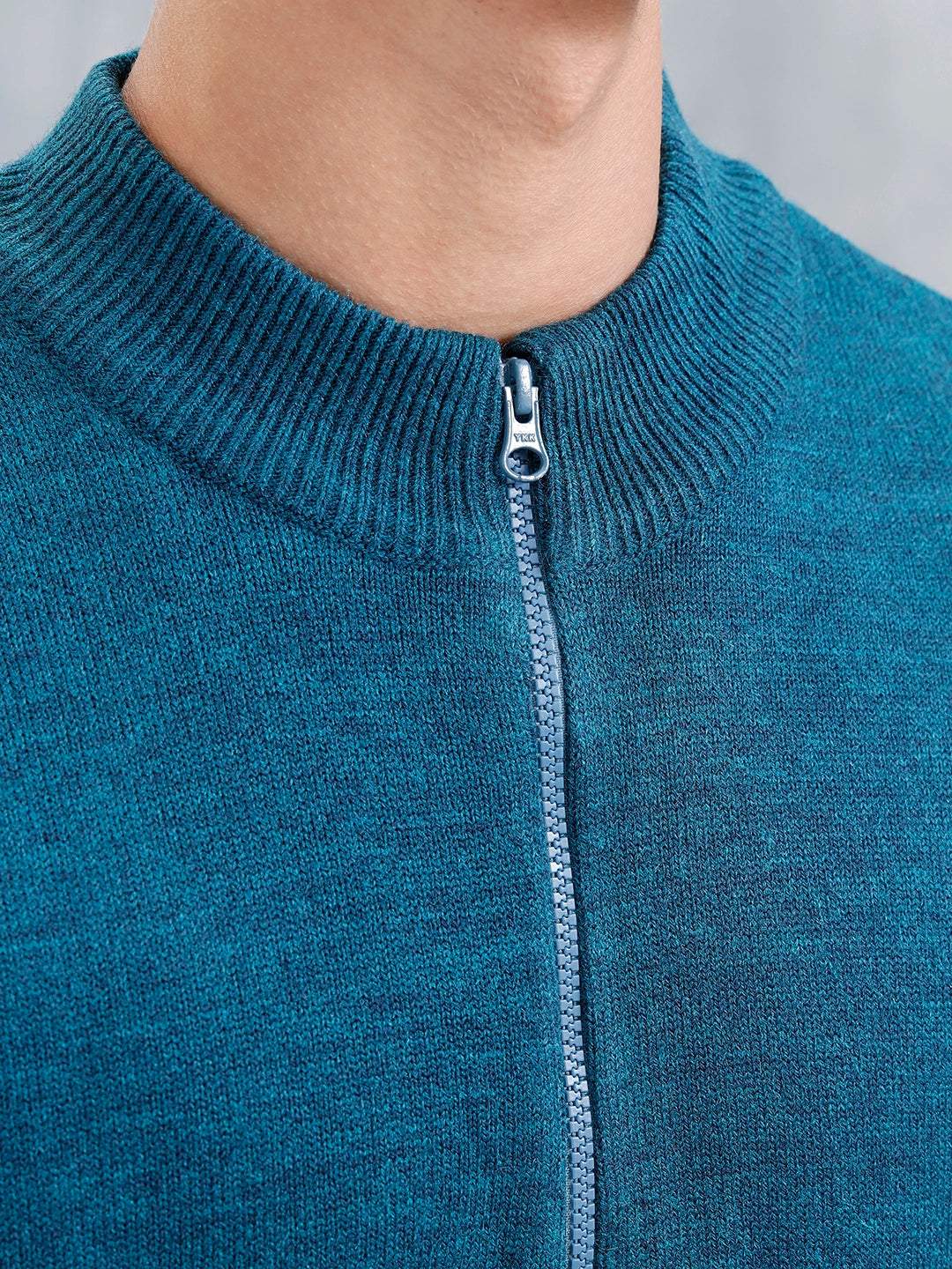 Slim Fit Casual Pullover With Zipper Detail | Teal