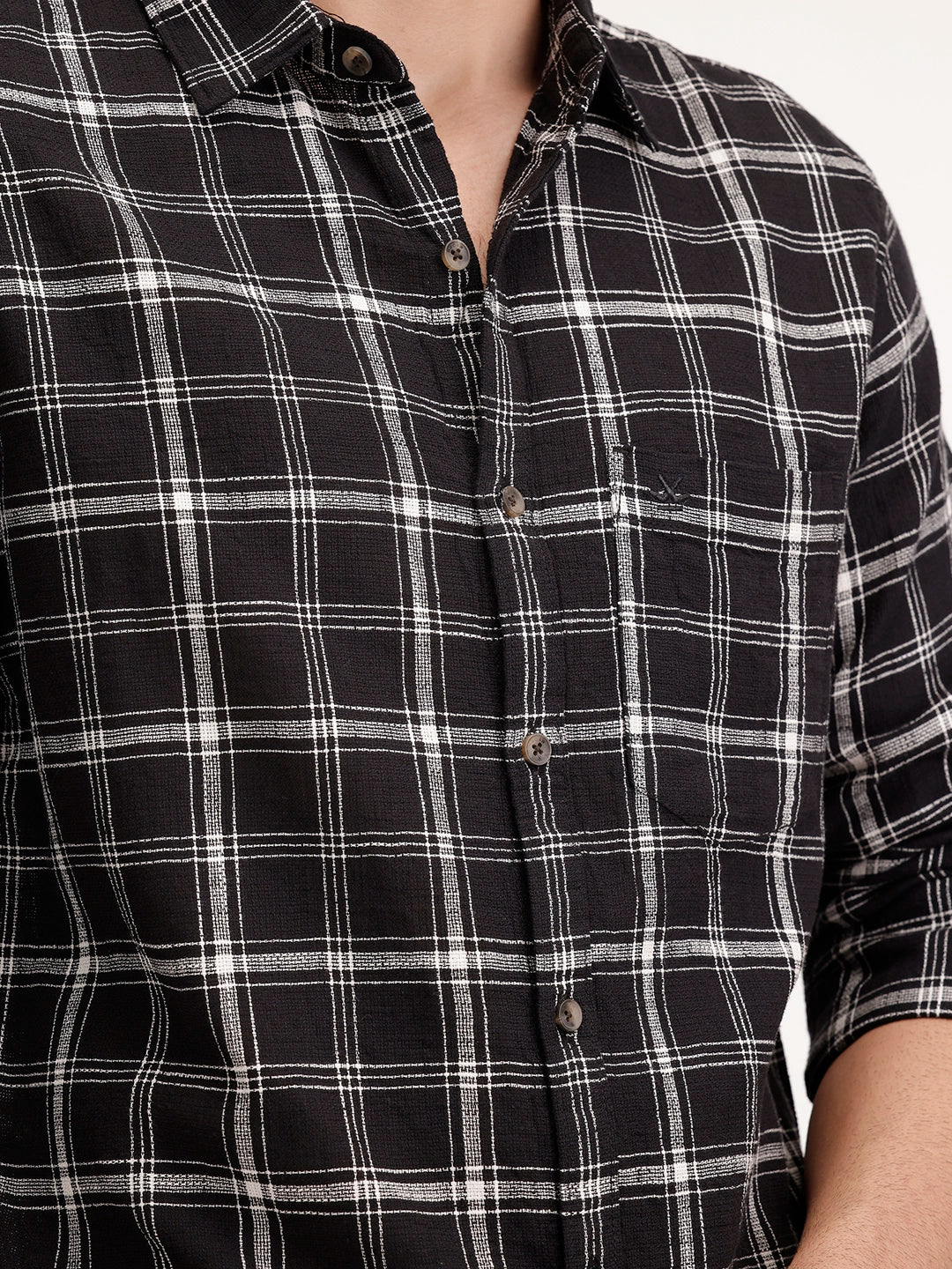 Regular Fit Checkered Shirt | Black