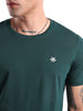 Solid Green Logo Print T-Shirt