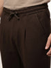 Solid Loose Fit Pleated Jogger | Brown