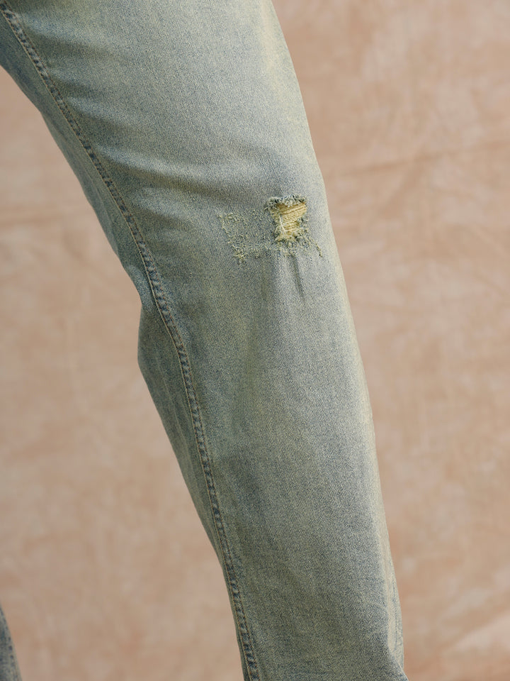 Distressed Heavy Fade Anti Fit Jeans | Blue