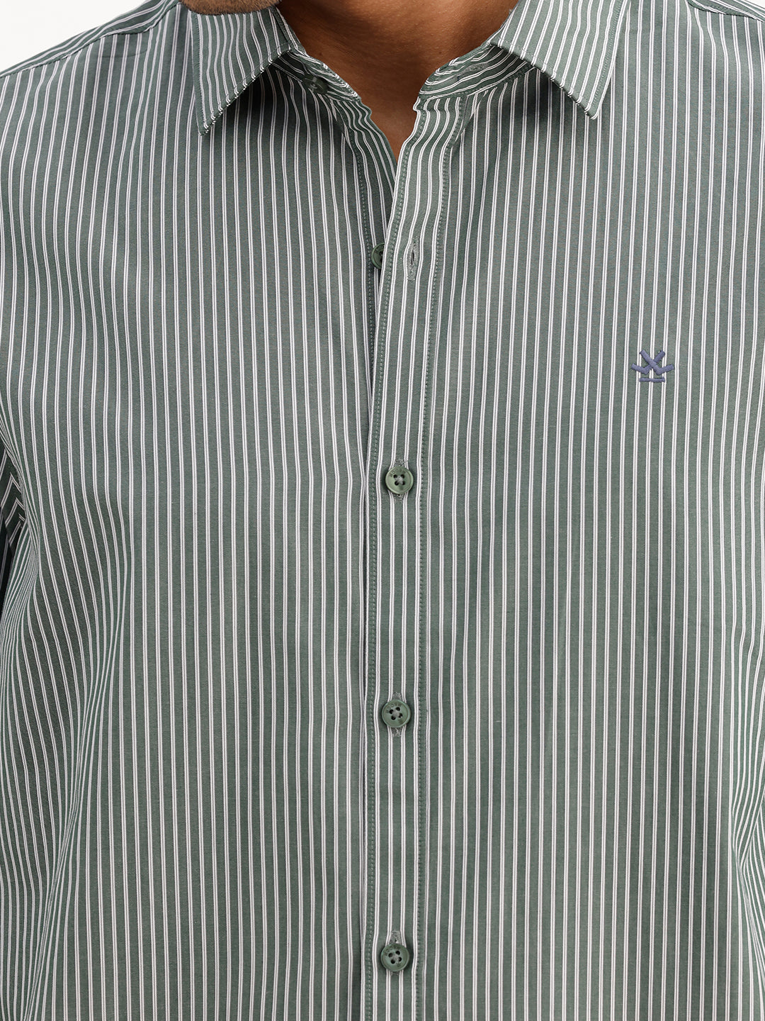 Classic Striped Full Sleeve Shirt | Green
