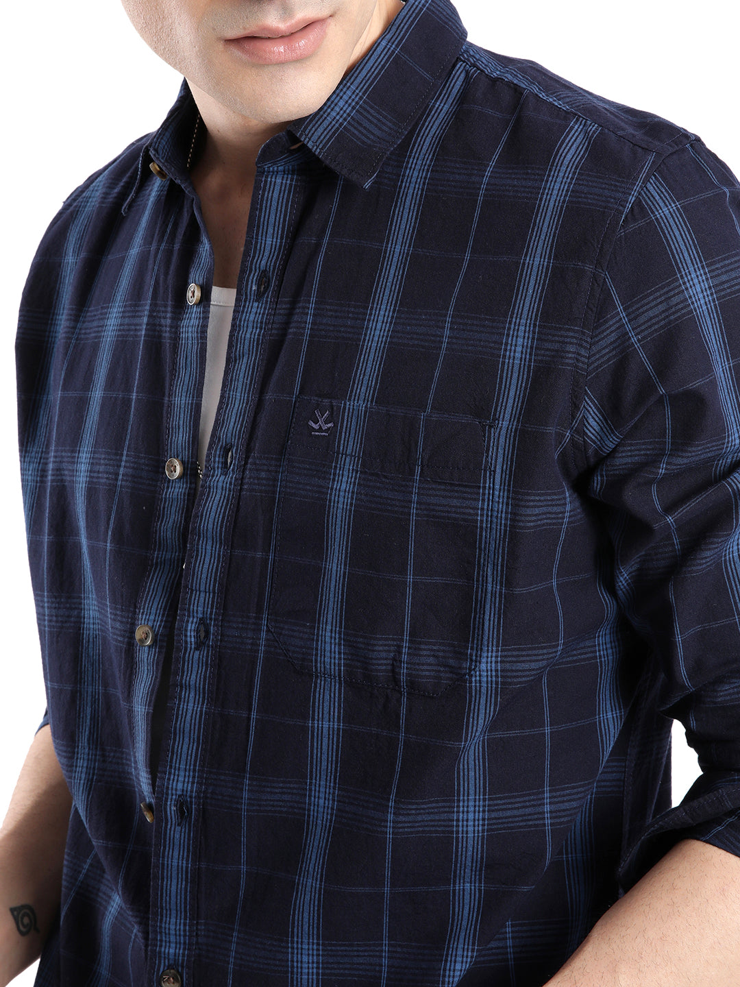 Blue Checks Casual Plaid Shirt