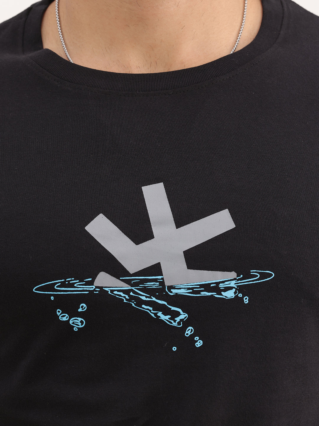 Classic Slim Fit Placement Printed T-Shirt | Black