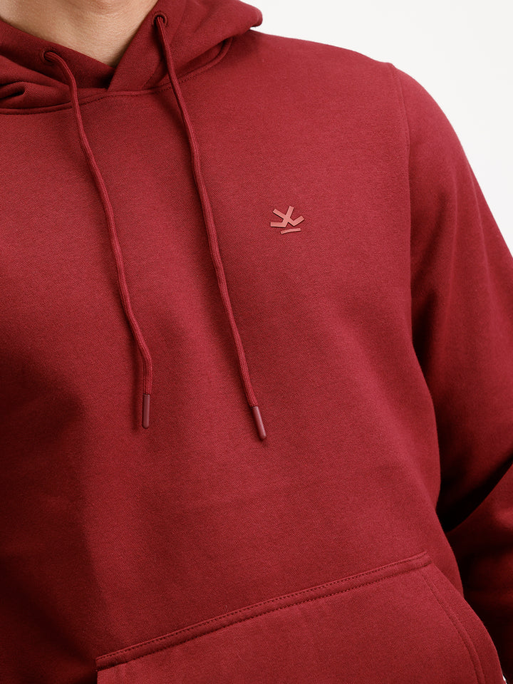 Solid Regular Fit Hoodie  | Maroon