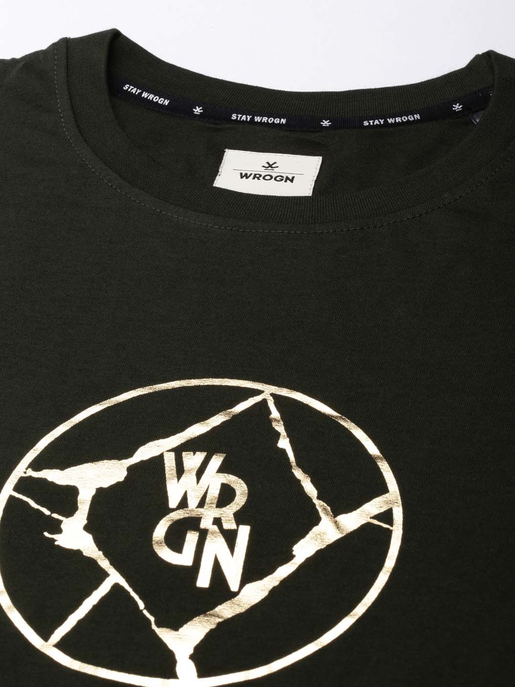 Wrogn Printed Black Crew Neck T-Shirt