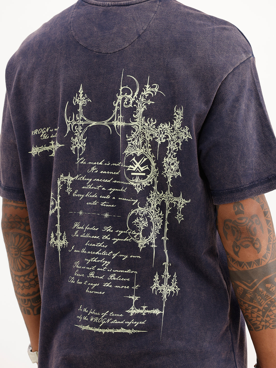 Washed Oversized Placement Printed T-Shirt | Blue