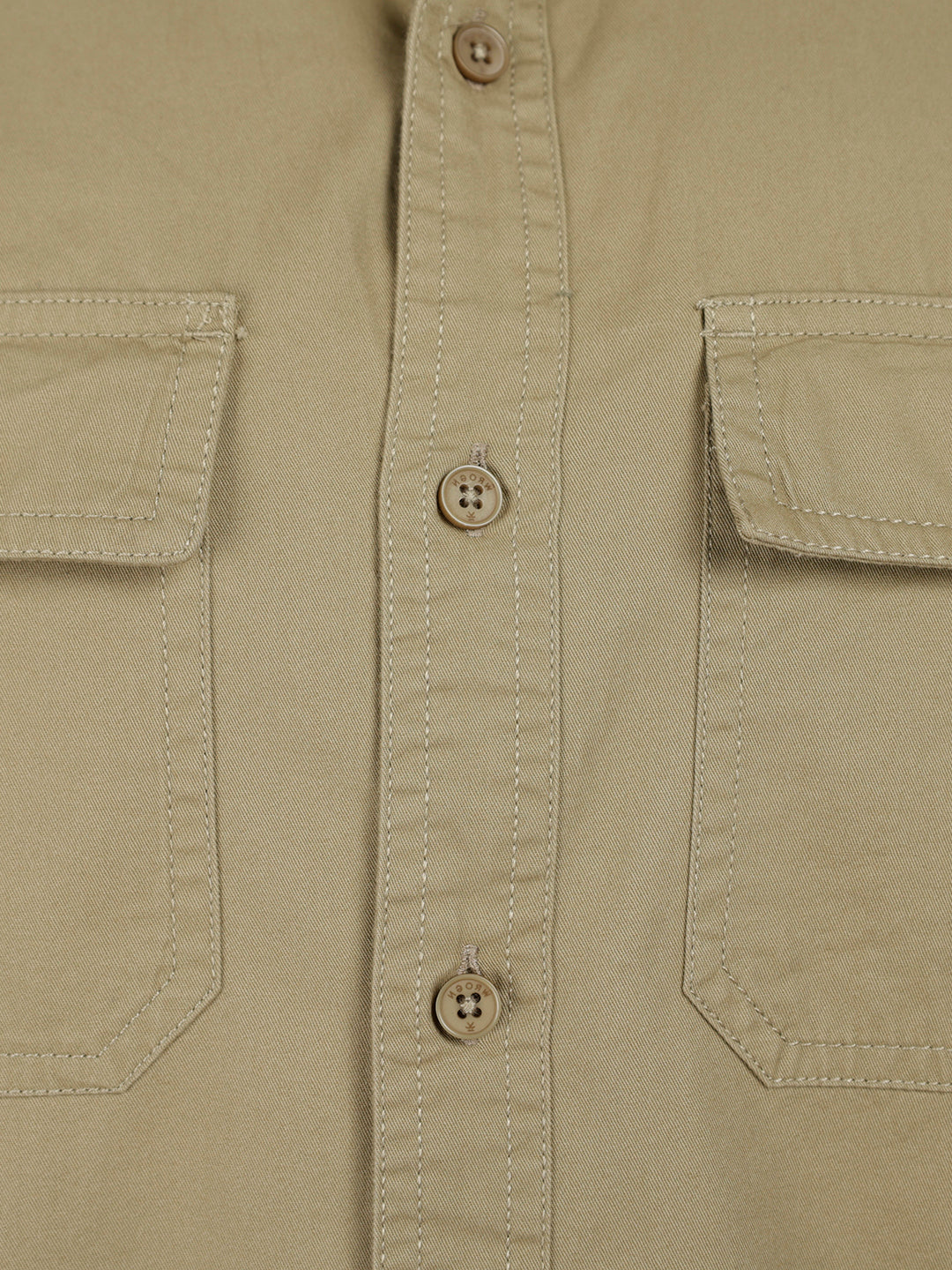 Men's casual double pocket slim fit shirt | Khaki