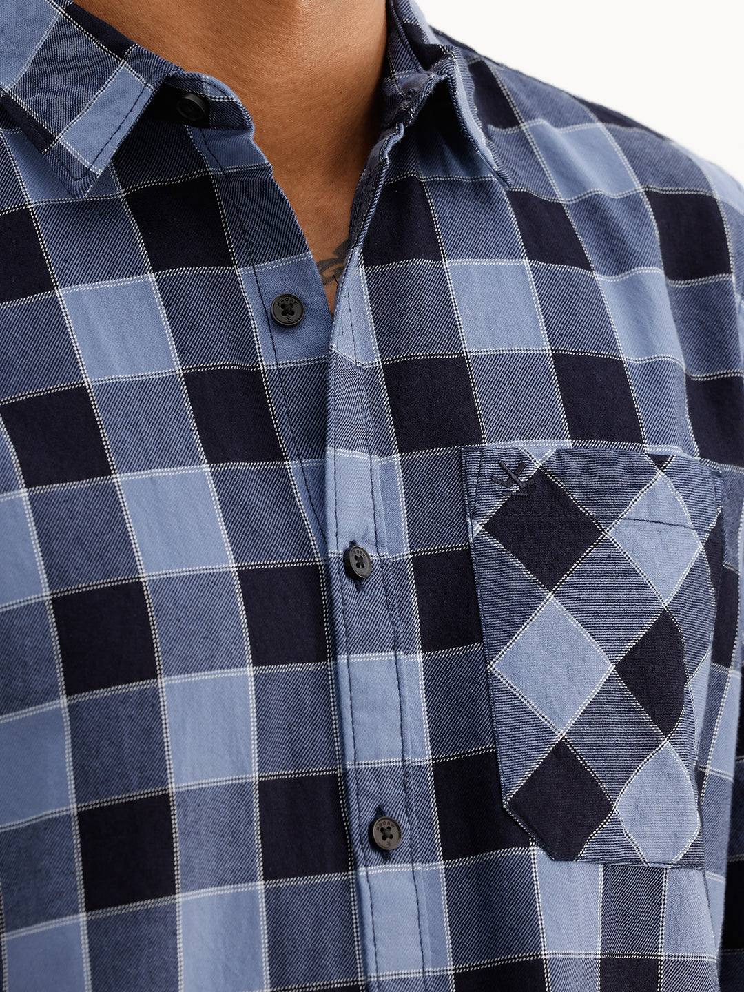 Regular Fit Full Sleeve Checkered Shirt | Blue