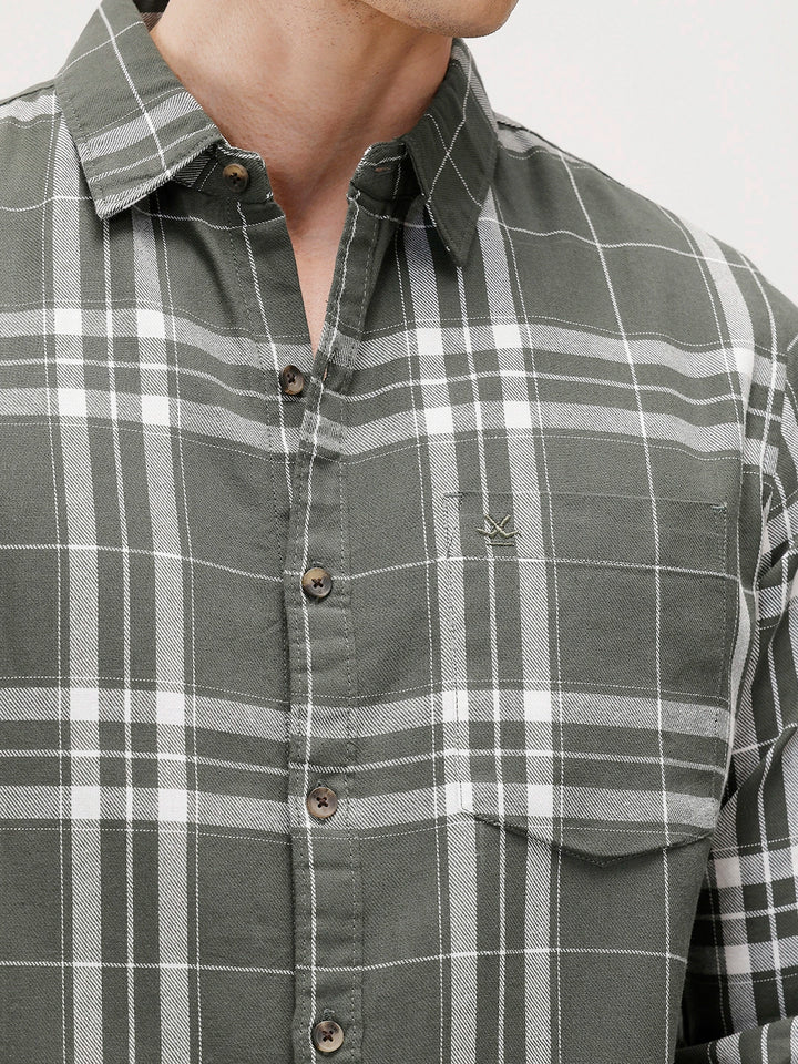 Regular Fit Checkered Shirt | Green