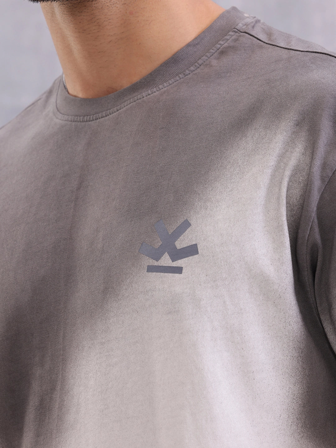 Grey Ombre Fade T-Shirt – Casual Streetwear Style | White