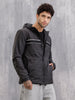 Quilted Jacket With Front Knitted Tape Detail | Black