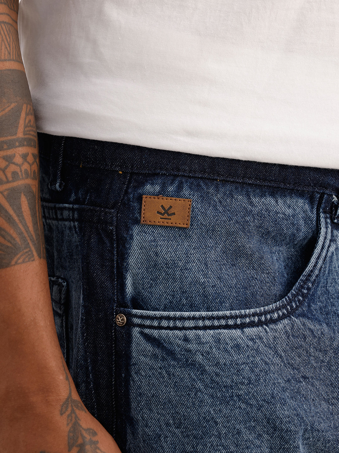 Washed Loose Fit Denim Jeans | Dark Blue