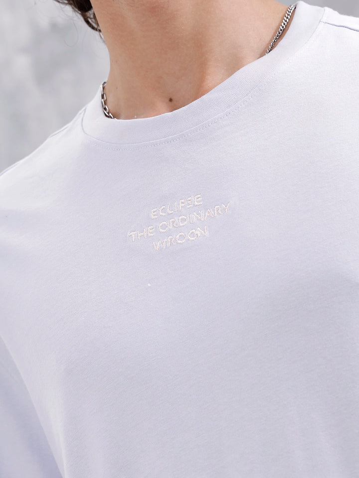 Men’s Embroidered Oversized Casual Tee | Light Purple