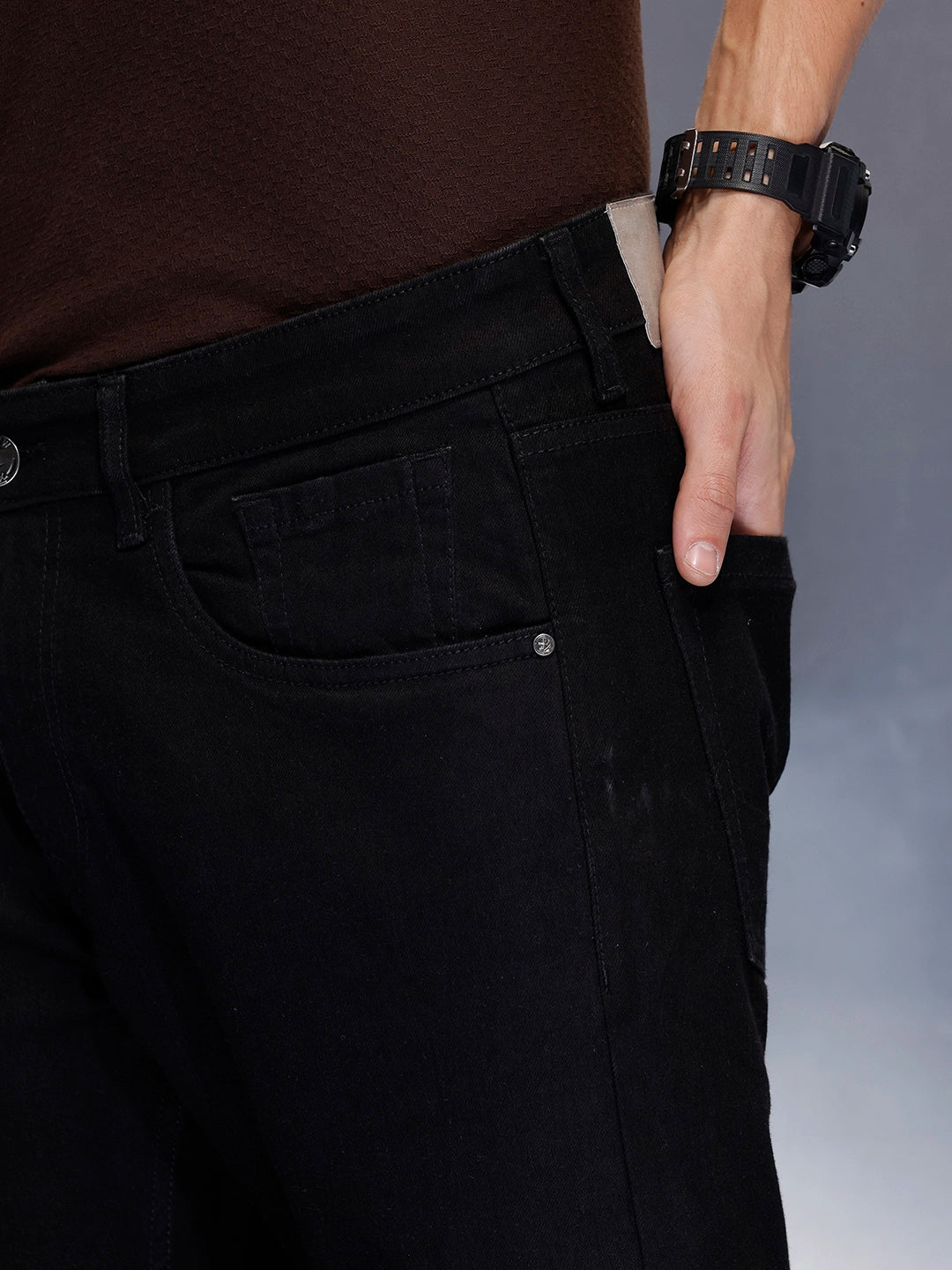 Men’s solid skinny-fit black jeans | Black