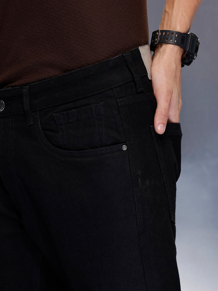 Men’s solid skinny-fit black jeans | Black