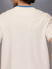 Men’s solid beige casual T-shirt with contrast crew neck | Beige
