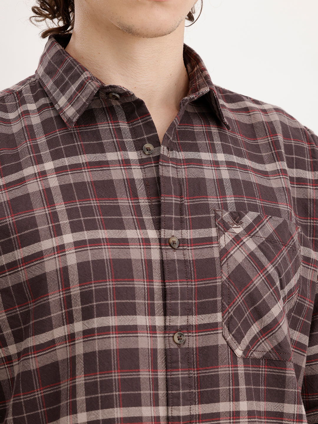 Regular Fit Checkered Shirt  | Brown
